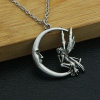 Open back Celestial Moon Fairy Pendant Necklace Measures Jewelry Gifts for Women