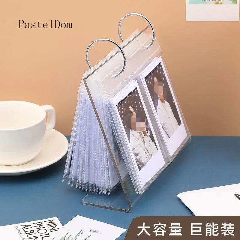 Acrylic Tabletop Polaroid Photo Album, 3/4/5/6 Inch Couple Love Bean Holder, Small Card & Photo Collection Display