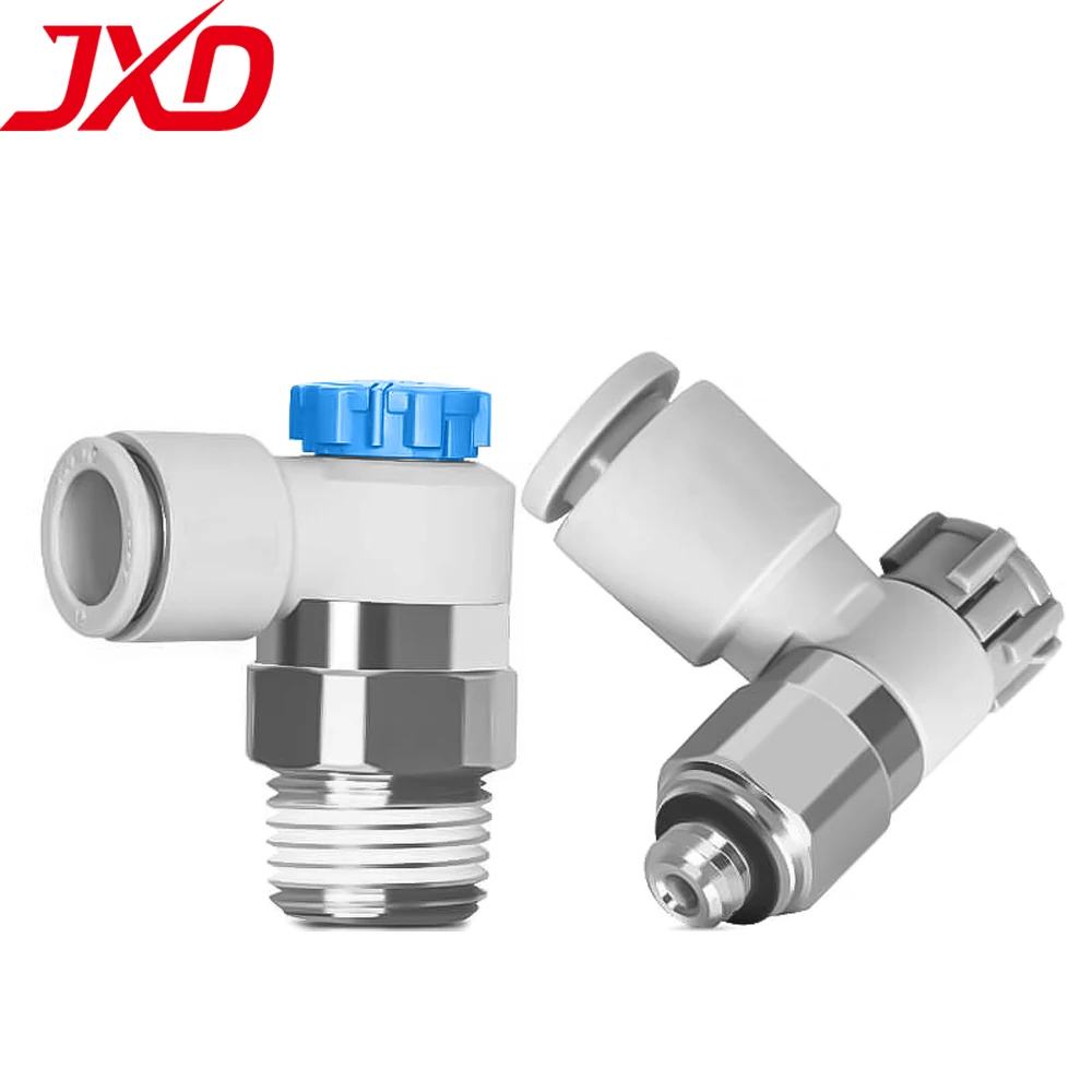 JXD AS1201F AS1211F Speed Controller Valve Meter Out In Air Flow Control Fitting M3 M5 M6 4mm 6mm Hose for Cylinder