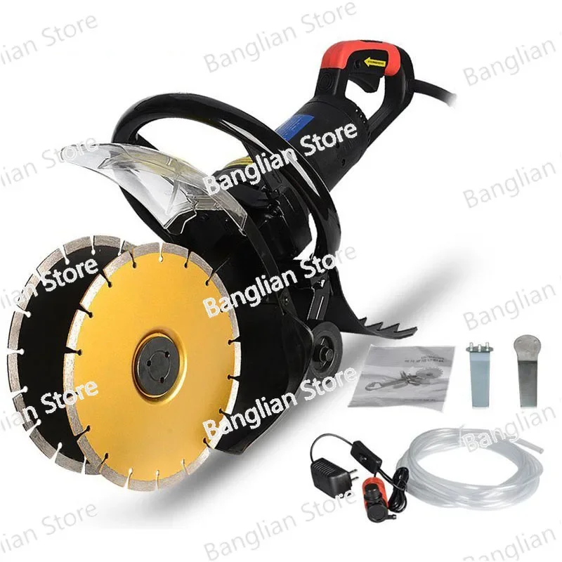 2300W Double Saw Blade Chasing Wall  Water and Electricity Installation Dust-free 255 Concrete Red Brick Slotting