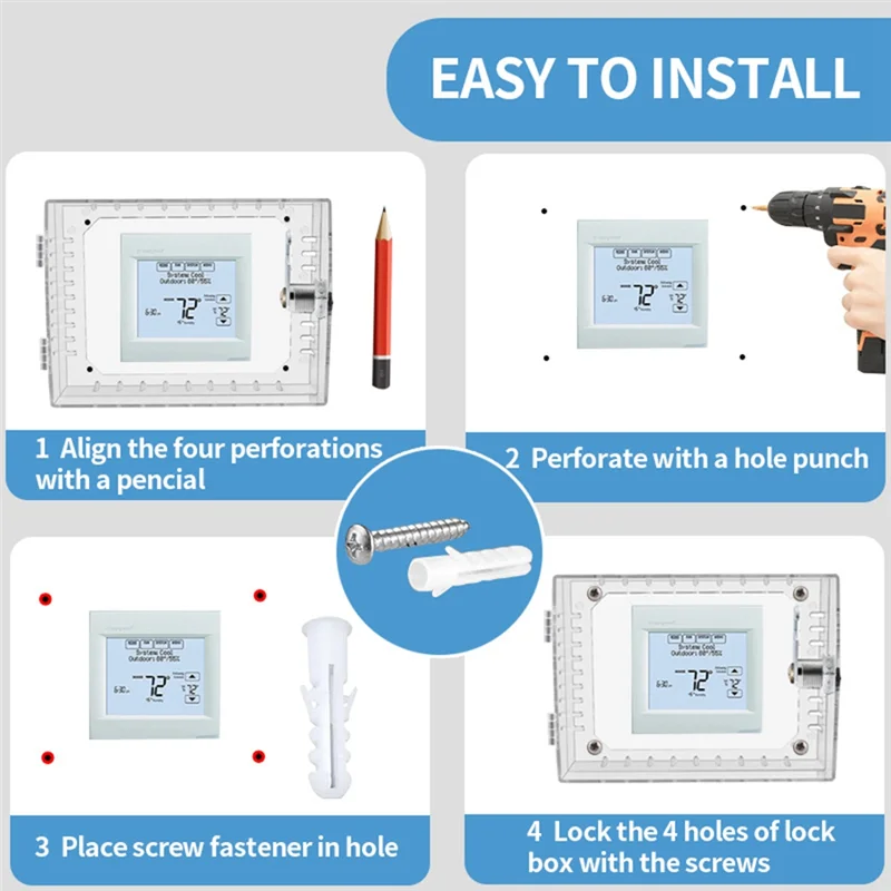 ABZV-Thermostat With Password Lock Box New Transparent Cover Home Security Lock Functionality