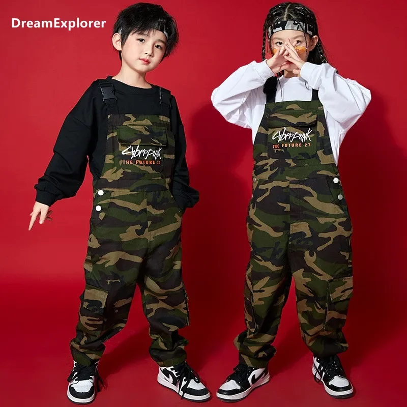 

Girls Hip Hop Camouflage Overalls Boys Baggy Pants Dungaree Trousers Kids Jumpsuit Street Dance Wear Romper Children Streetwear