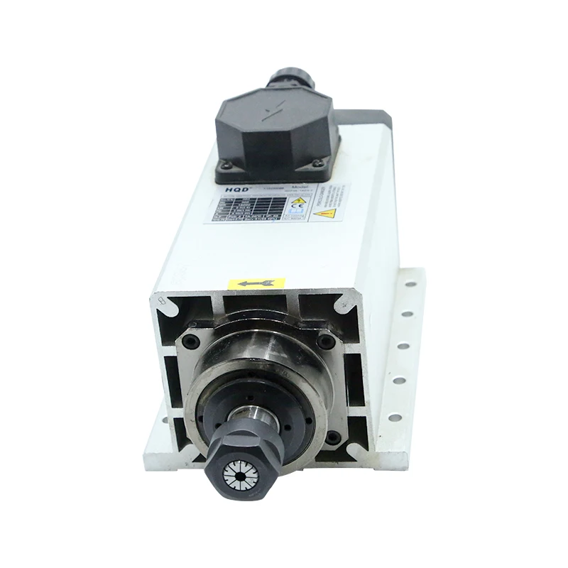 2.2kw ER20 Air Cooled Square Spindle Motor 220V 380V 4 PCS Bearing Square Spindle with Mounting Flange for CNC Router Engraving