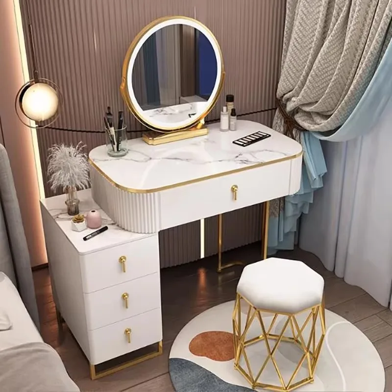 Classic Elegant Vanity Table Drawer Storage Luxury Nordic Vanity Table Modern Sumptuous Meuble Coiffeuse Chambre Furniture