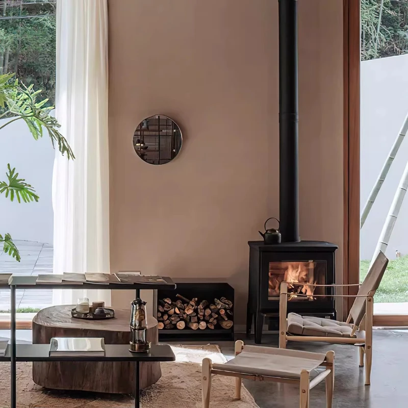 imported E30 freestanding fireplace heater cast iron real fire wood-burning mansion heating decoration