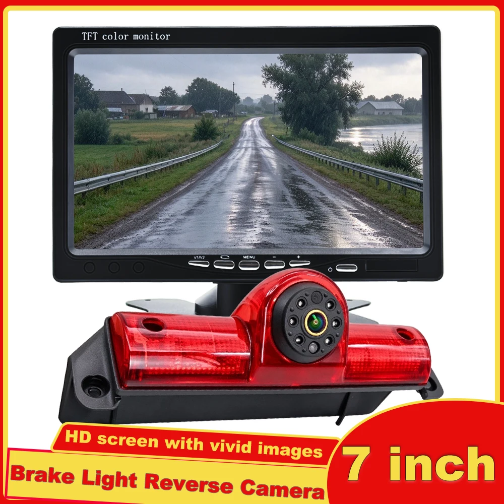 7‑Inch Rearview Mirror Monitor 170° Night Waterproof Brake Light Reversing CameraFor Chevy Cargo Van 1500 2500/3500 2003-2019