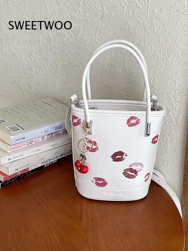2026 Fruit Print Cylindrical Tiny Bag Removable Charm Pendant Casual Dating Outdoor Storage Crossbody Bag