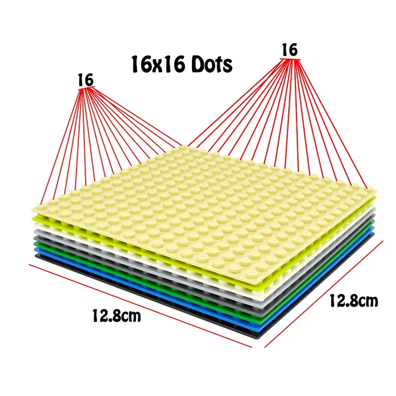 لوح أساسي لبنات البناء 16 × 16 نقطة، لوح قاعدة من الطوب الجسيمي الصغير 12.8 × 12.8 سم، متوافق مع الشخصيات الصغيرة #2