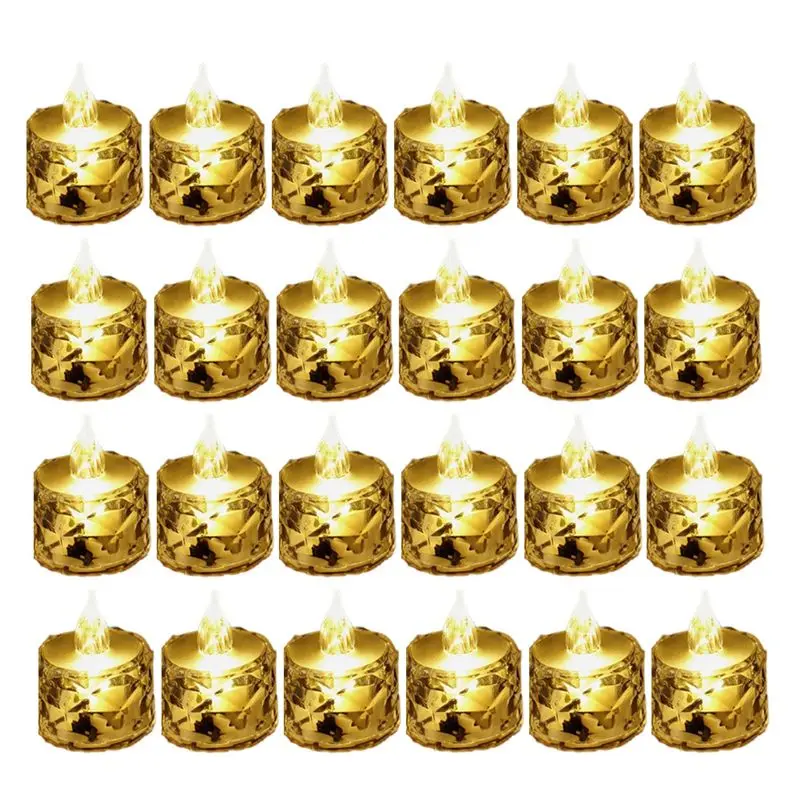 AT14 24 Pcs Led Tealight Candles Battery Operated Smokeless Candle Lamp For Valentines Weddings Dining Tables 1.42*2.56In