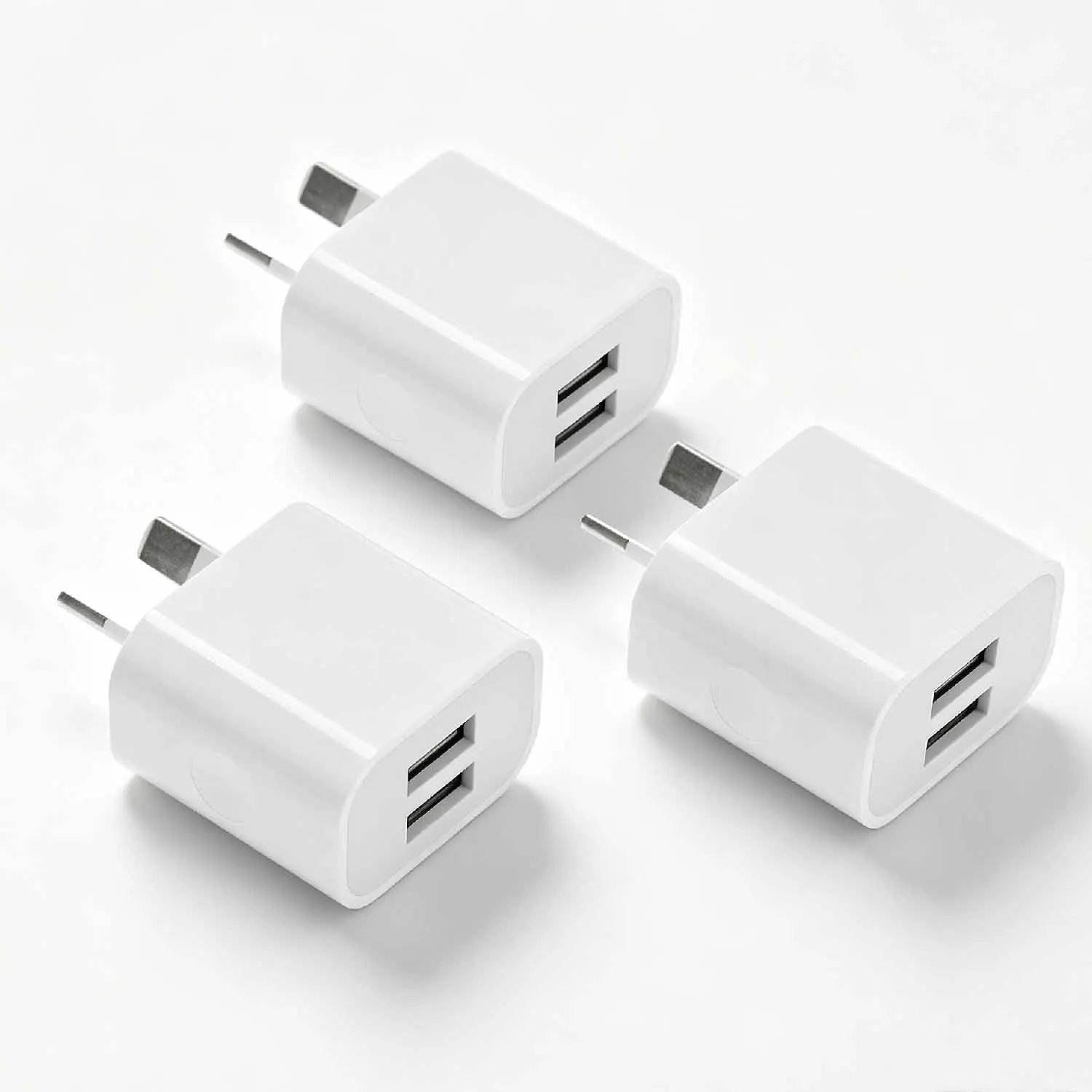 AU Plug Dual USB Wall Charger, 2 Ports USB Charger Block, Portable Travel USB Power Adapter Compatible with Smartphones, Earphon