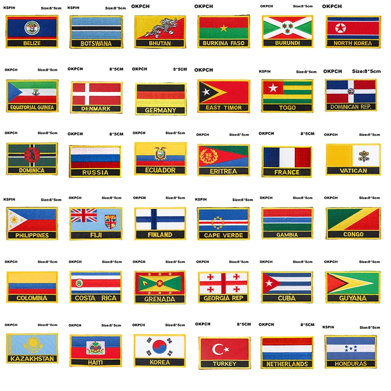 National Flag flag Embroidery Patch Badge Serbia Switzerland Sweden Japan Portugal USSR Norway Nepal Nigeria Mexico Morocco U.S.