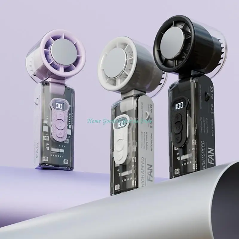 

E74E Compact Foldable Hand Cooling Fan Adjusted Airflows Settings Anti Drop Lanyard Included Portable Maker