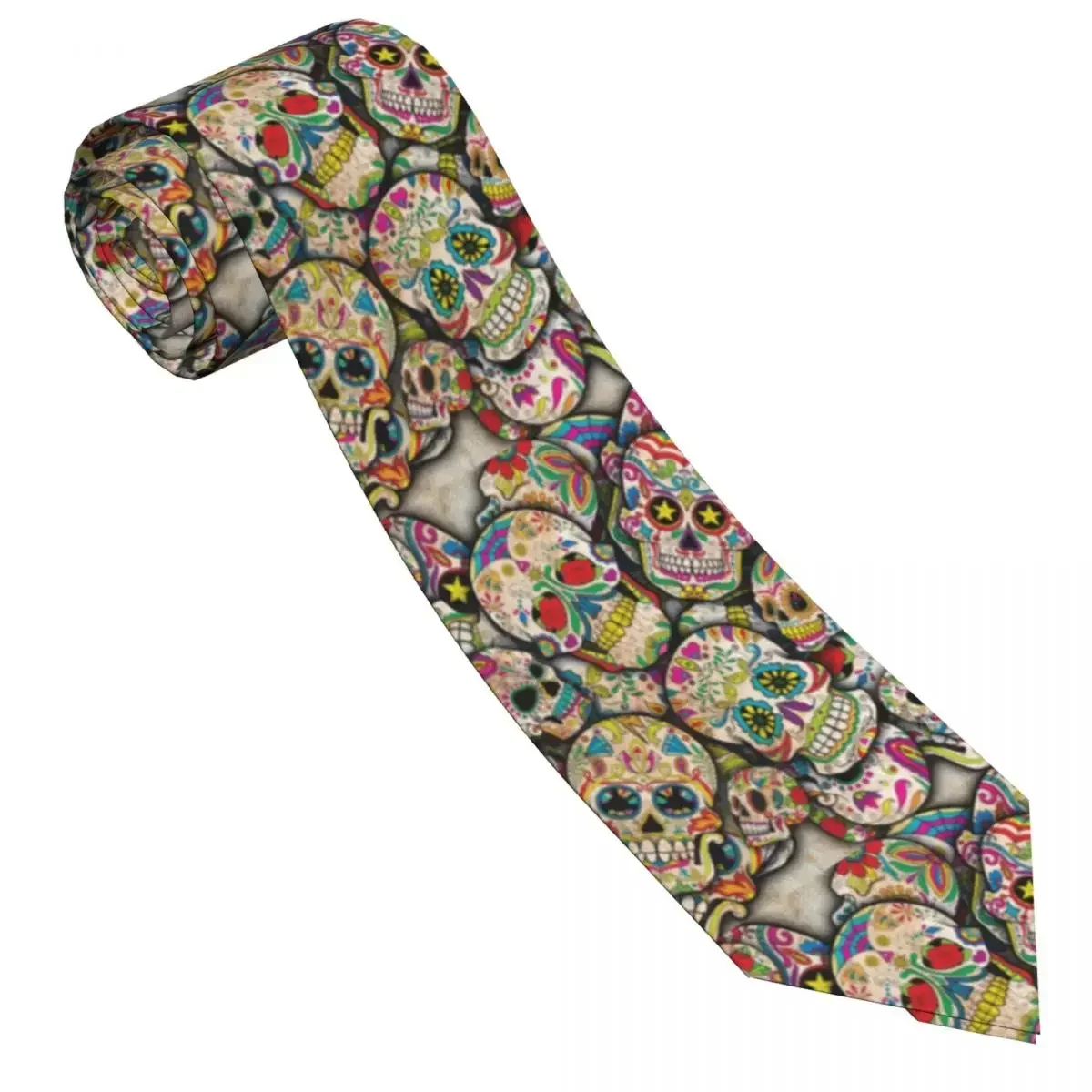 Mens Tie Sugar Skull Neck s Halloween Style Cool Retro Casual Collar  Custom Cosplay Party Quality Necktie Accessories