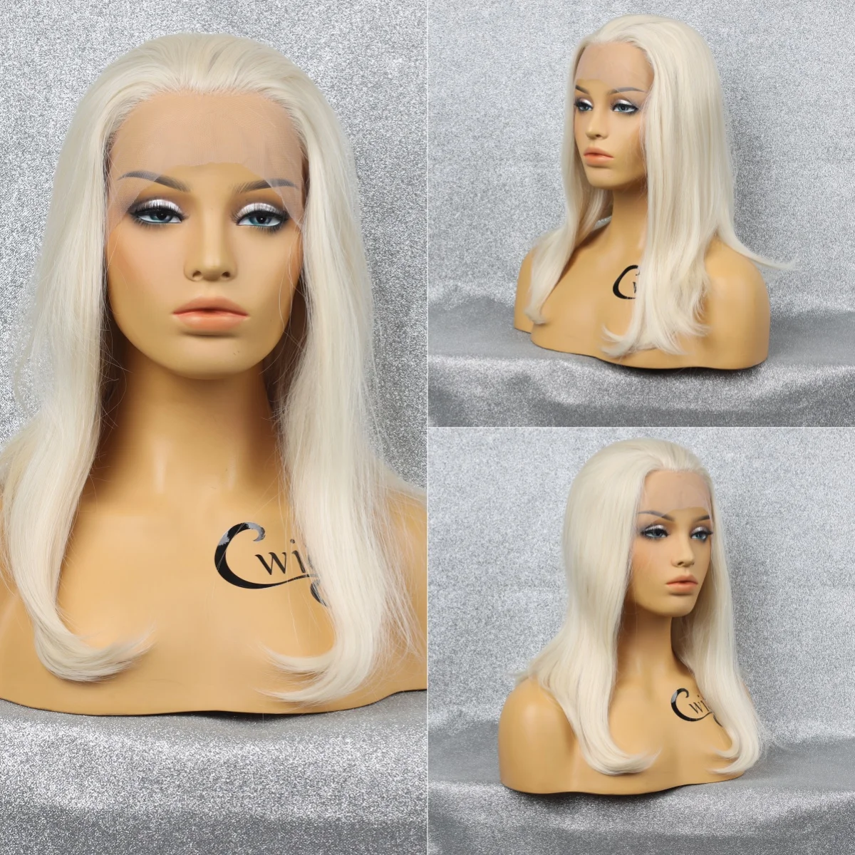 Fiber Synthetic Front Lace Comfortable Breathable White Small Roll Wig Heat Resistant Glue-free Non-fading Ball Cosplay Wig