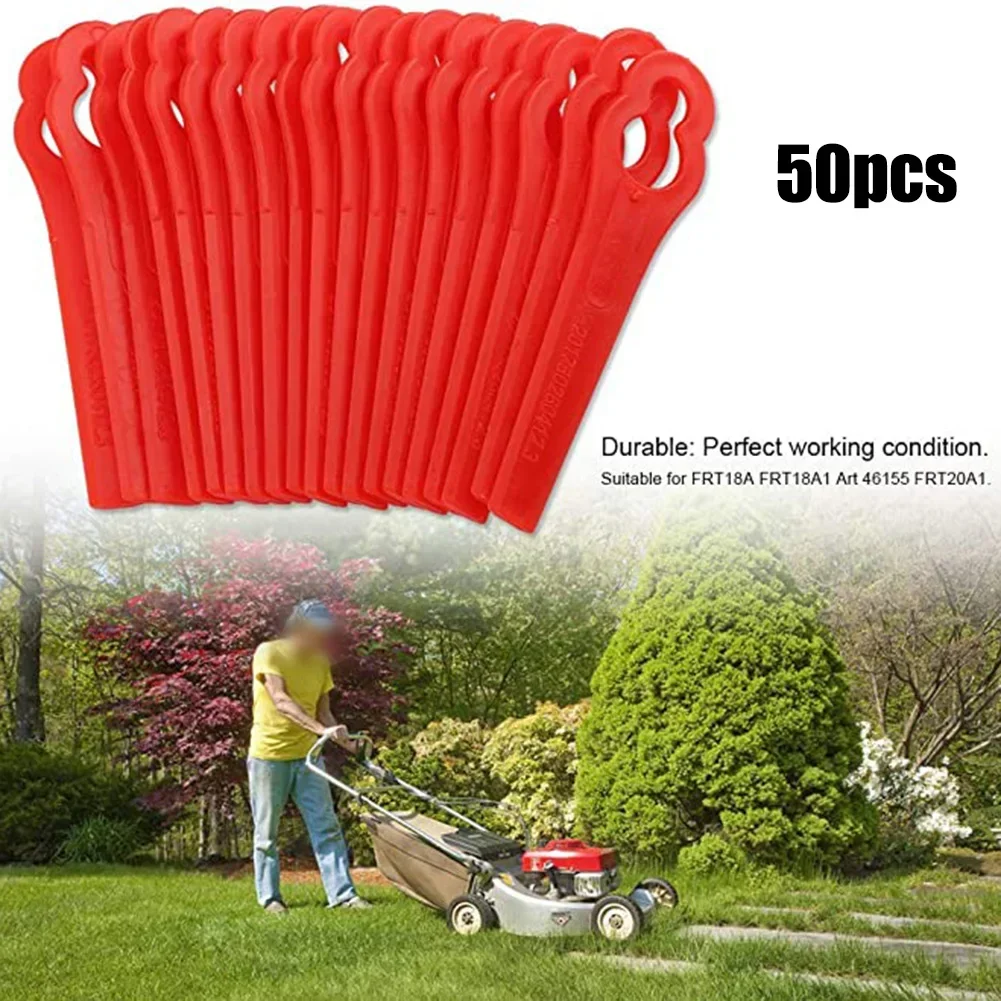 50pcs Brush Cutter Blades For KULLER For OZITO Lawn Mower Garden Power Tools Plastic Replacement Blades Accessories