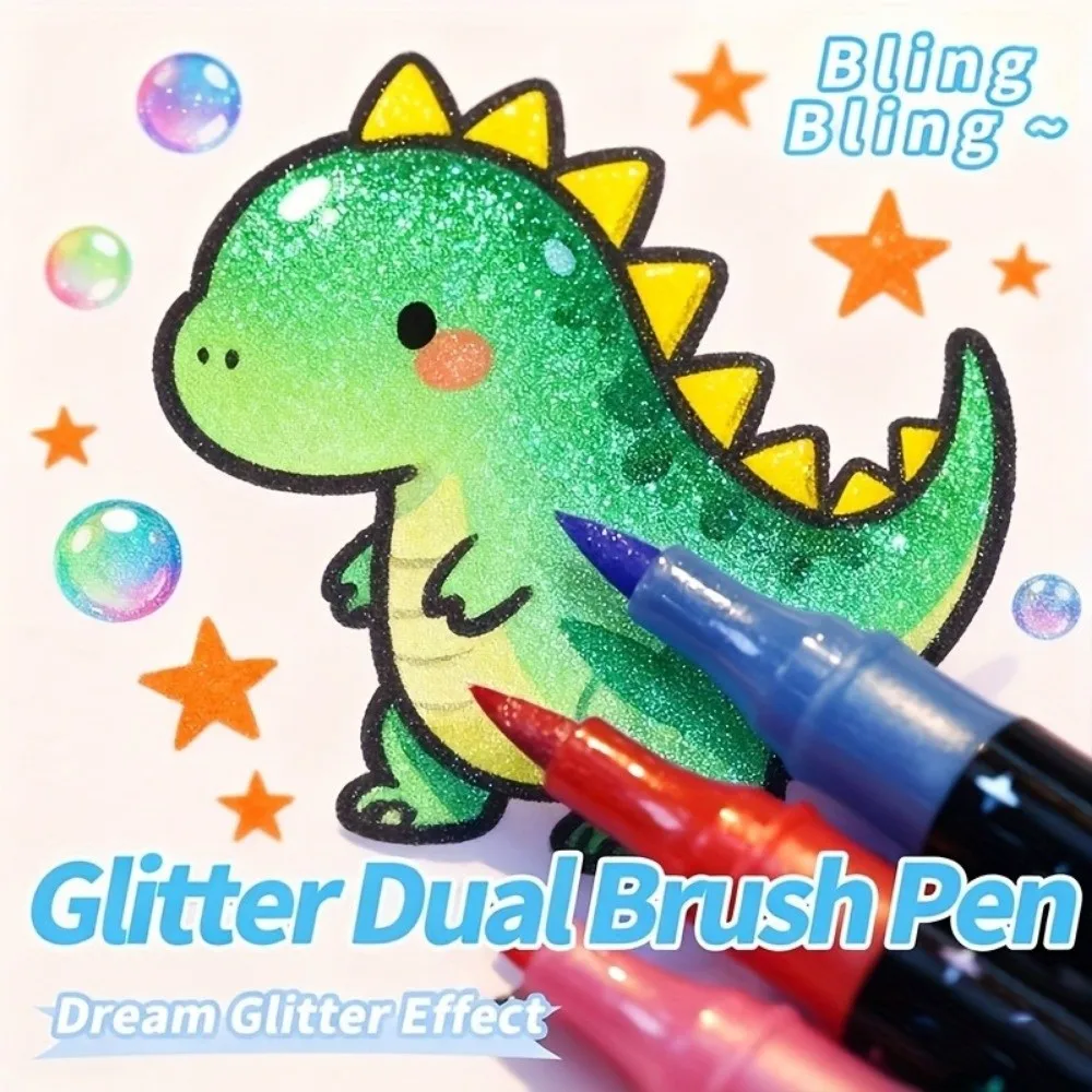 

High Appearance 24Colors Double-Headed Glitter Pens Colorful Fast-Drying Ink Marker Pens Set Water-Based Drawing Pen Card Making
