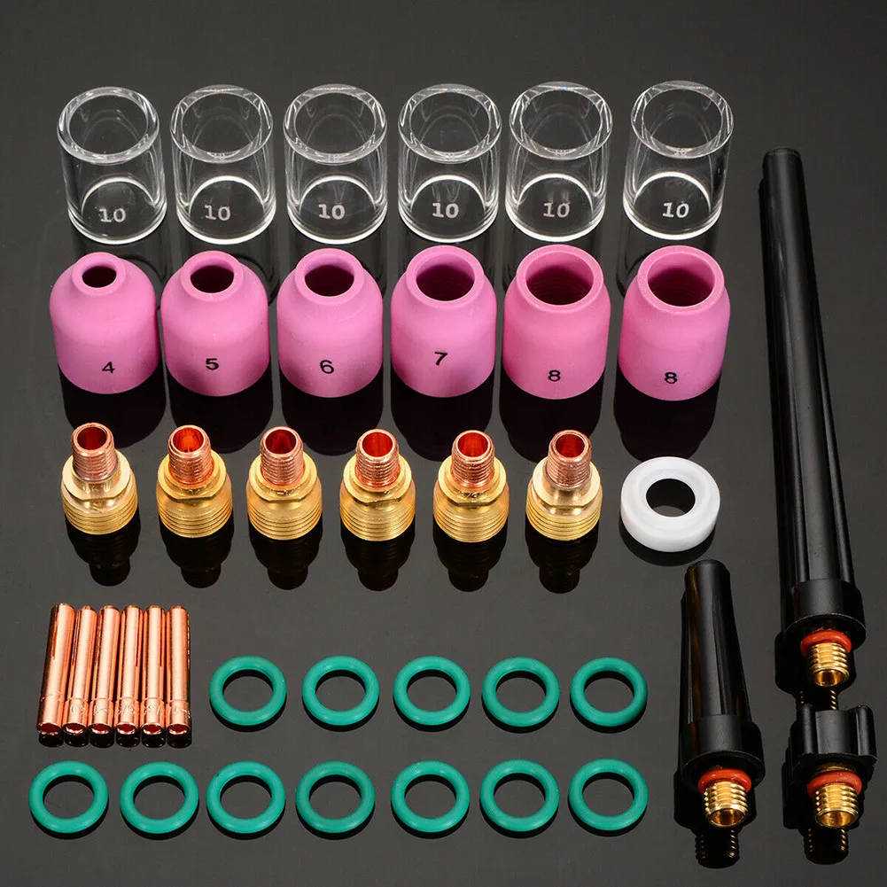 40pcs For Tig Welding For Torch Collet Gas Lens Cup Kit For WP-9 20 25 For Lincoln For Miller Ceramic Nozzle Heat Resistant