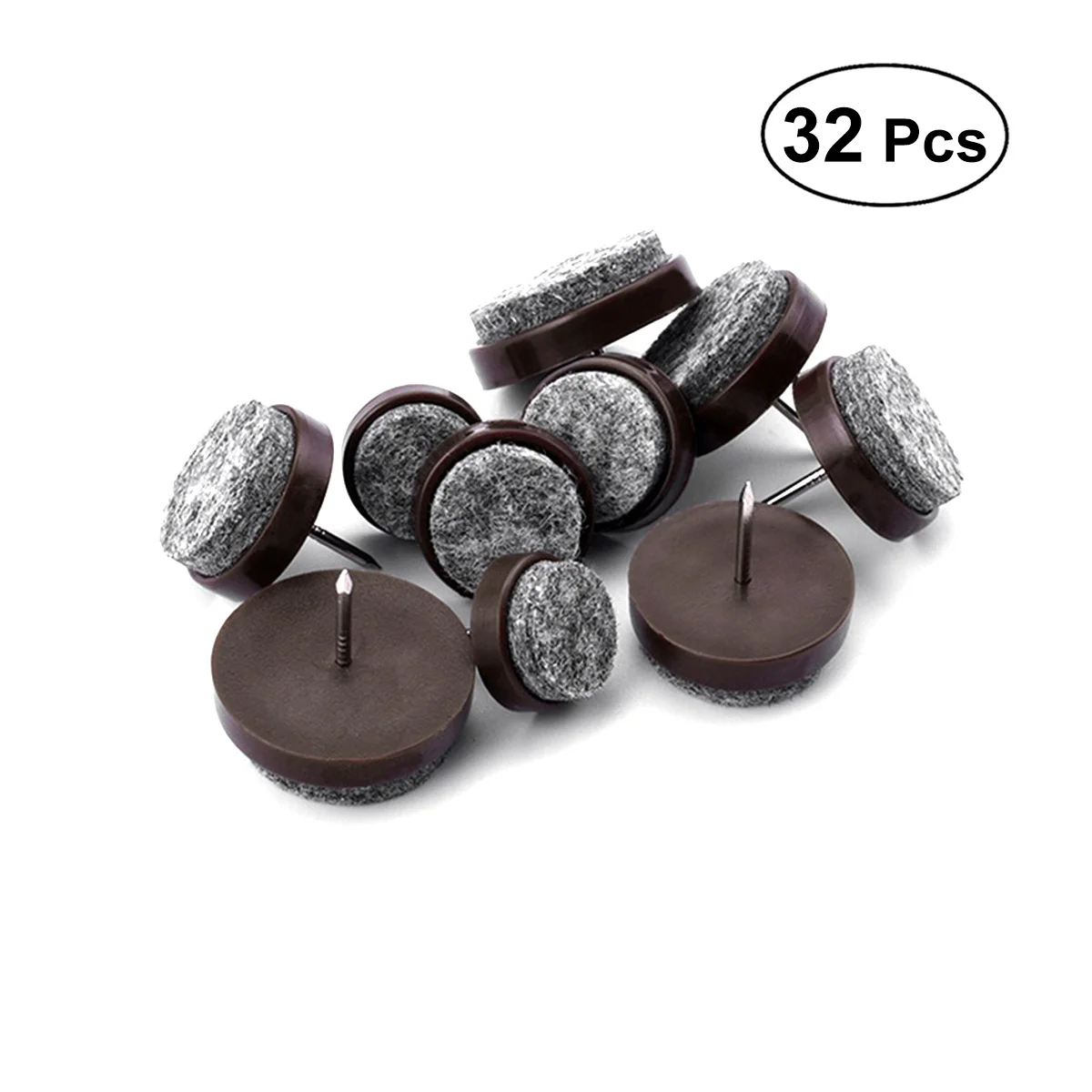 

32Pcs Anti Slip Felt Pads Brown Furniture Feet Protectors Thickened Design Floor Scratch Preventer Table Chair Feet Pad
