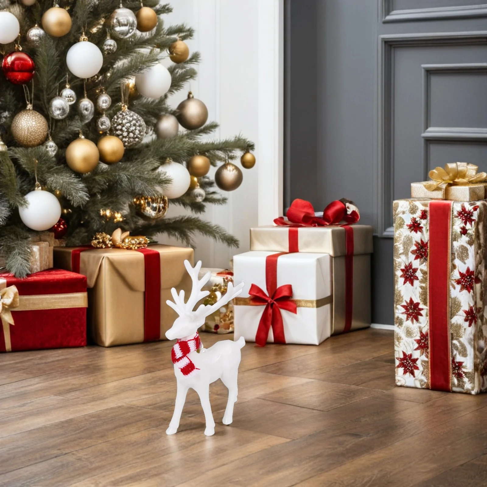 

4Pcs Christmas Acrylic Reindeer Decorations Transparent Modern Tabletop Deer Statues Holiday Party Centerpiece Indoor Decor