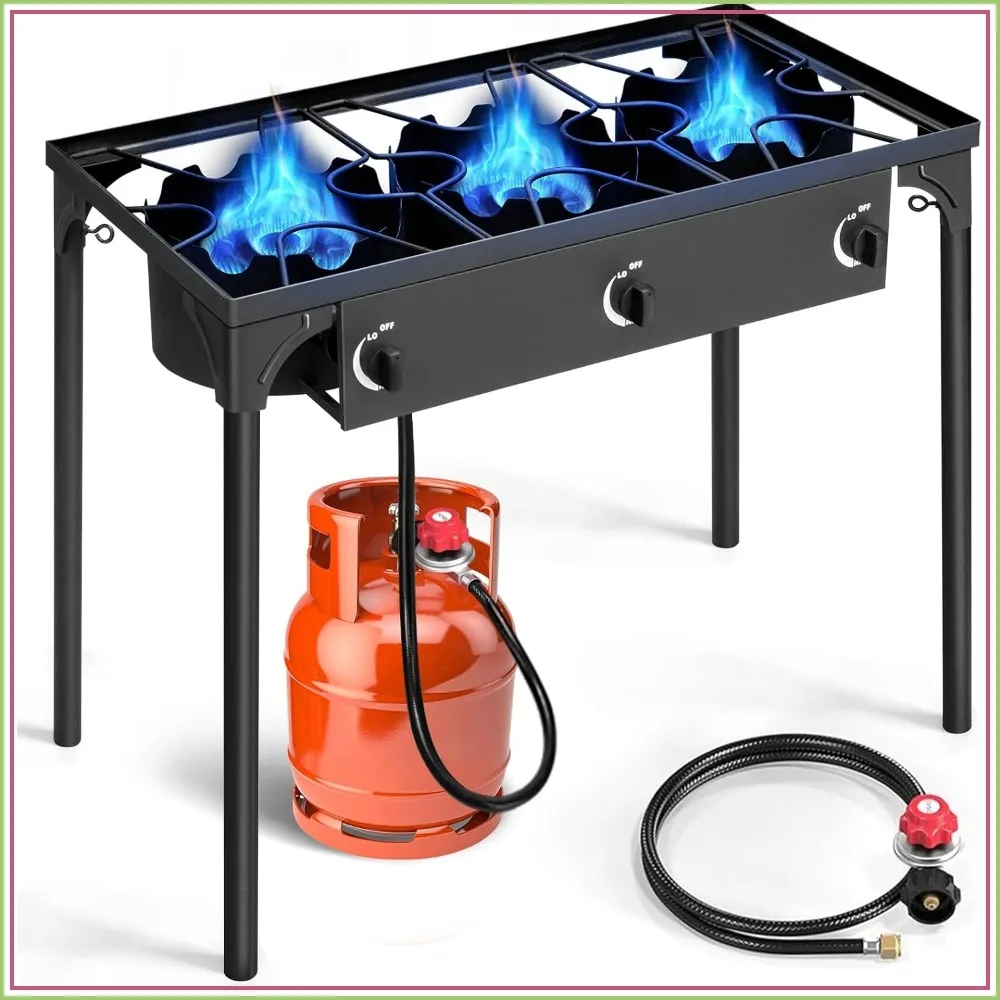 3 Burner Propane Gas Stove for Outdoor Cooking, 225,000 BTU