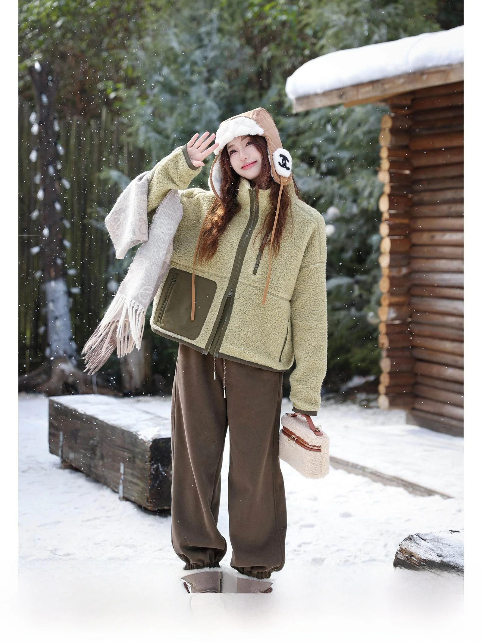 

Thiened Lamb Fur Jaet Stand Collar Zipper ort Coat Anti Wind Warm for Winter Men Women Maturi Sle Commute Sle