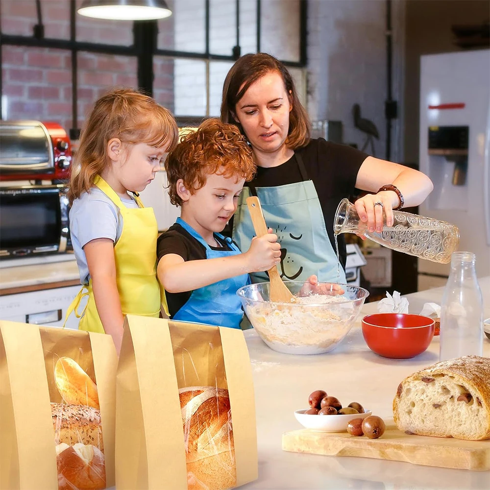 LMETJMA Large Bread Bags for Homemade Bread Sourdough Paper Bread Bags with Clear Window Bakery Bags for Cookies Cakes JT298