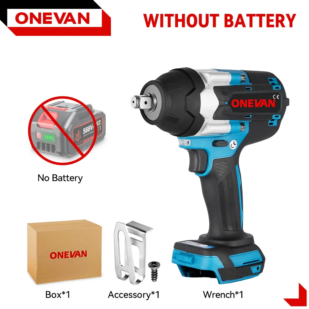 ONEVAN Hoog Koppel Draadloze Borstelloze Elektrische Slagmoersleutel 1800N.M 1/2 "Boor Schroevendraaiers Elektrisch Gereedschap Voor Makita Batterij Pin