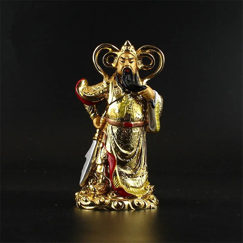 Resin Gold-plated Painting Guan Gong Bodhisattva The Marquis Guan Yu Buddha Statues Praying Wealth Peace Business Gifts