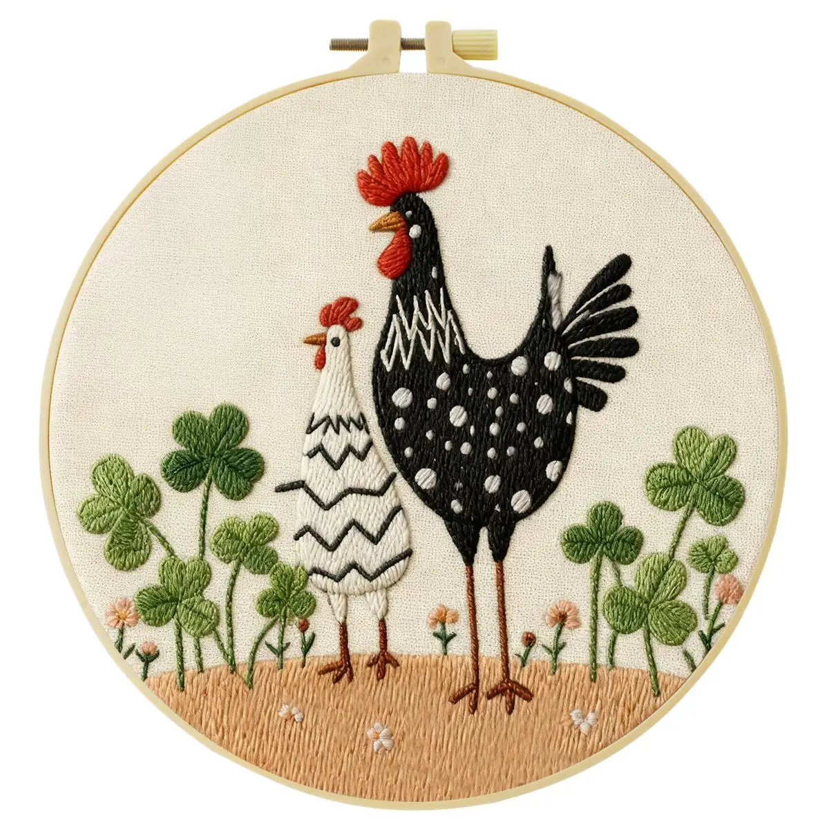 1 Stück 20X20CM/15X15CM 7,87/6,3 Zoll Tier - Huhn Stickerei Starter-Kit DIY-Kit DIY-Stickerei-Set Handarbeiten Heimdekoration – Detail 3