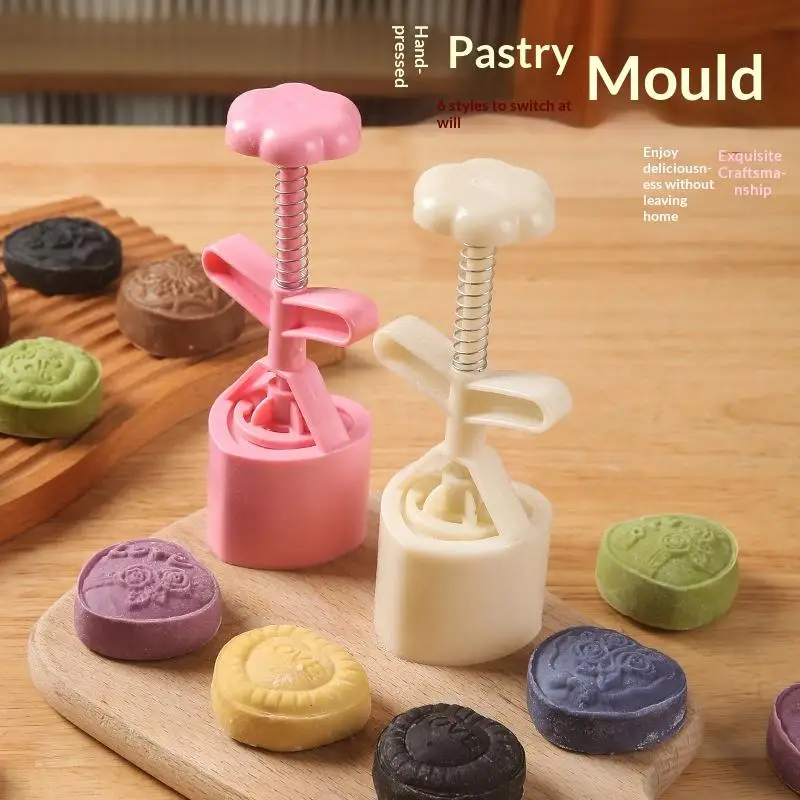 1 Set Cookie Stamp Flower Mooncake Mold Valentine's Day Spring Pastry Cake Decorating Tool Hand Pressure Home DIY Baking Mold
