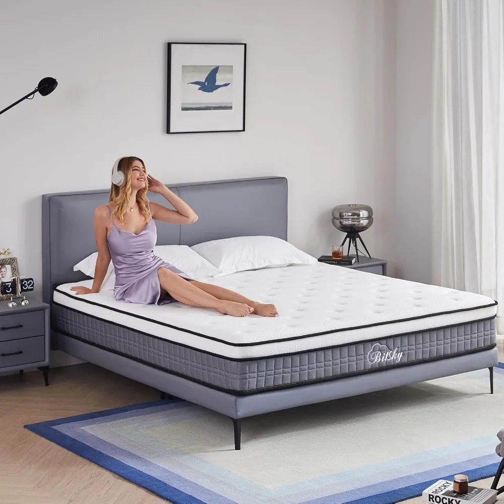 Queen-Size-Gel-Hybridmatratze aus Memory-Schaum mit Taschenfedern, mittelfest, 12-Zoll-Matratze in einer Box