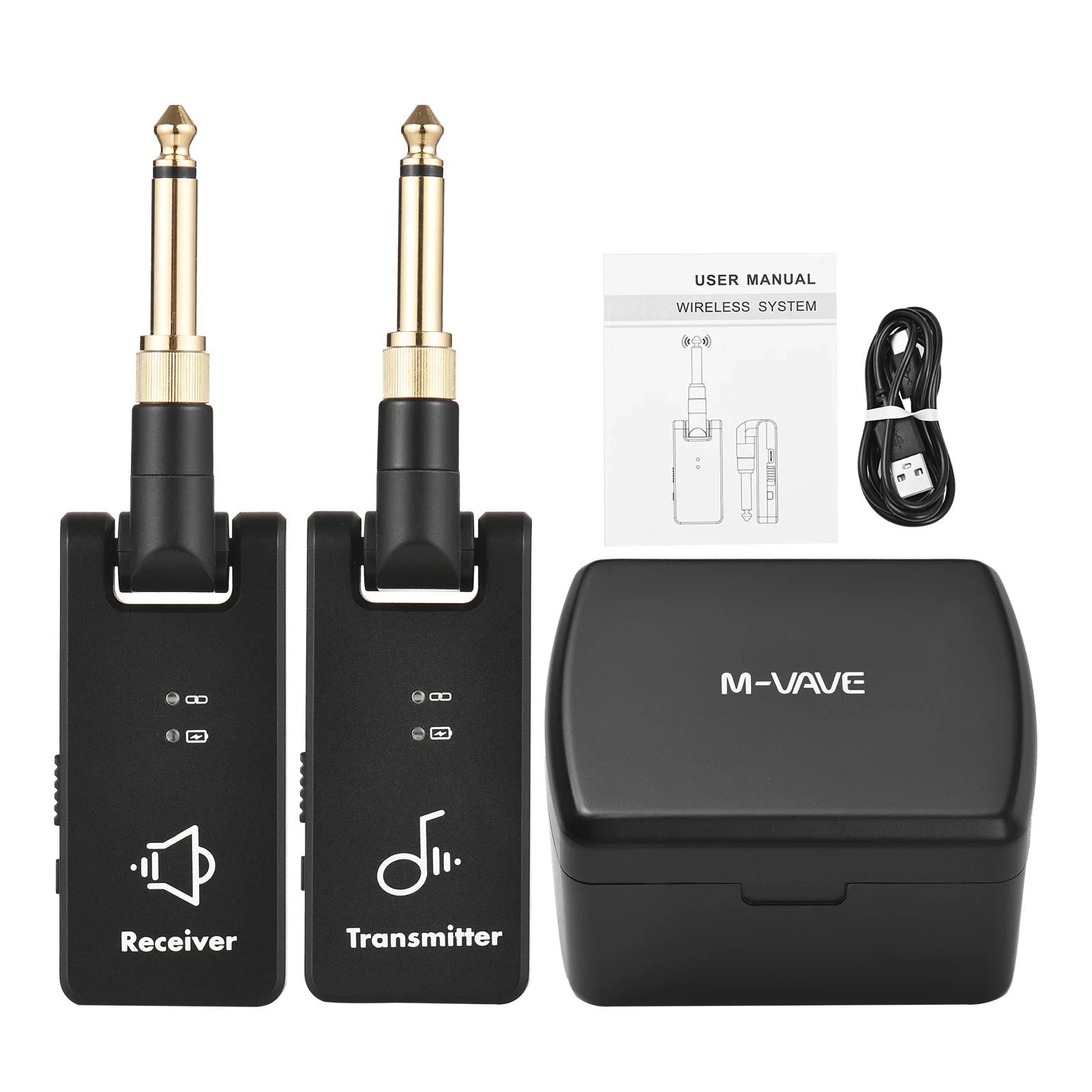 M-VAVE WP-8 sistema di trasmissione Wireless ricevitore e trasmettitore per chitarra elettrica batteria integrata con scatola di ricarica 3.5mm e