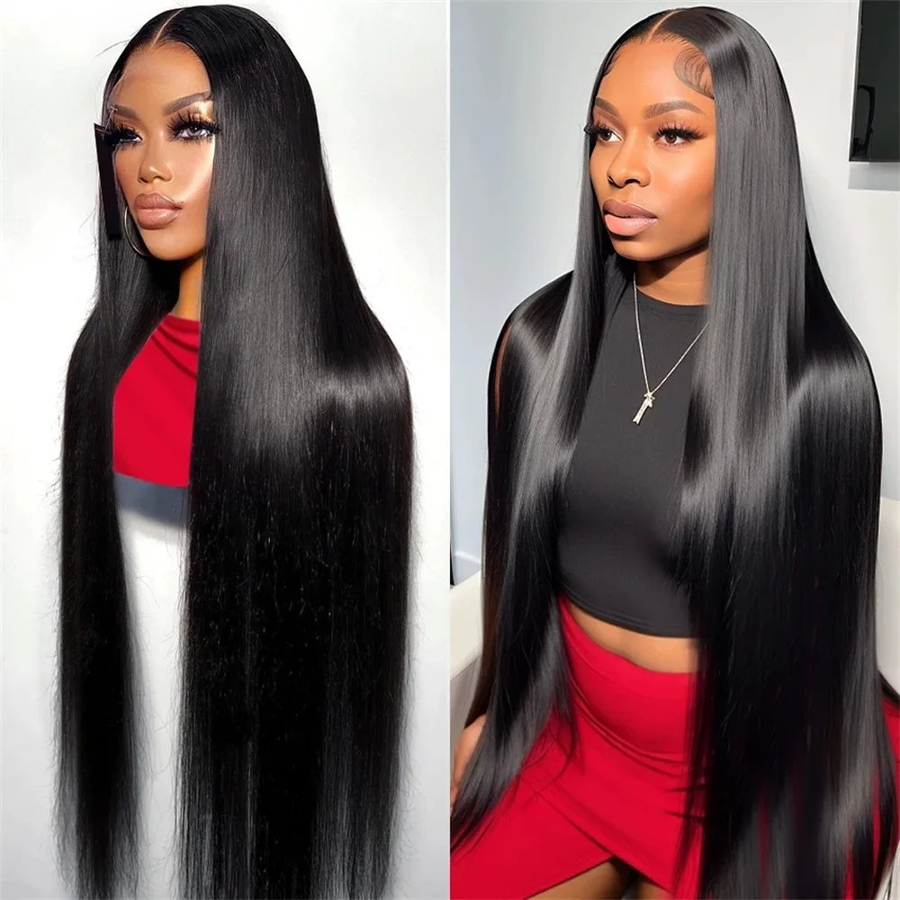 360 Full Lace Frontal Wig PrePlucked Brazilian Bone Straight 13x4 13X6 HD Transparent Lace Front Human Hair Wigs For Black Women