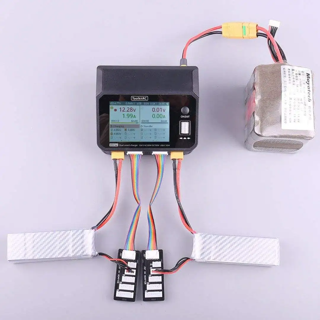 ToolkitRC M6AC AC 100W DC 300W 15A  Dual Channel Smart Lipo Battery Charger Discharger for 1-6S Lipo LiHV Lipo