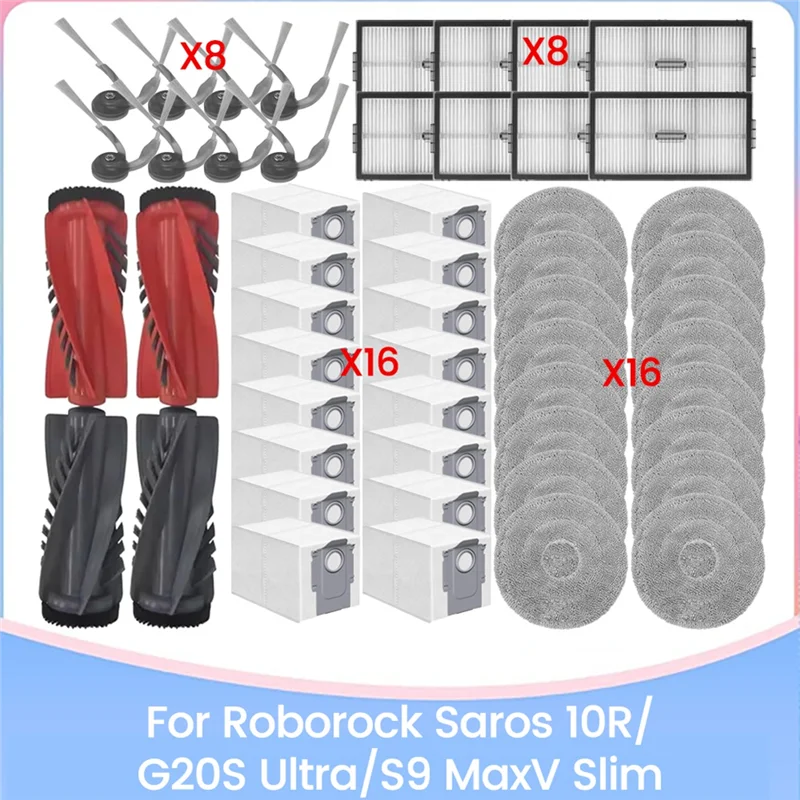 A83G-For Roborock Saros 10R/G20S Ultra/S9 Maxv سليم استبدال أجزاء فراغ فرشاة فلتر Hepa ممسحة القماش كيس لجميع الغبار