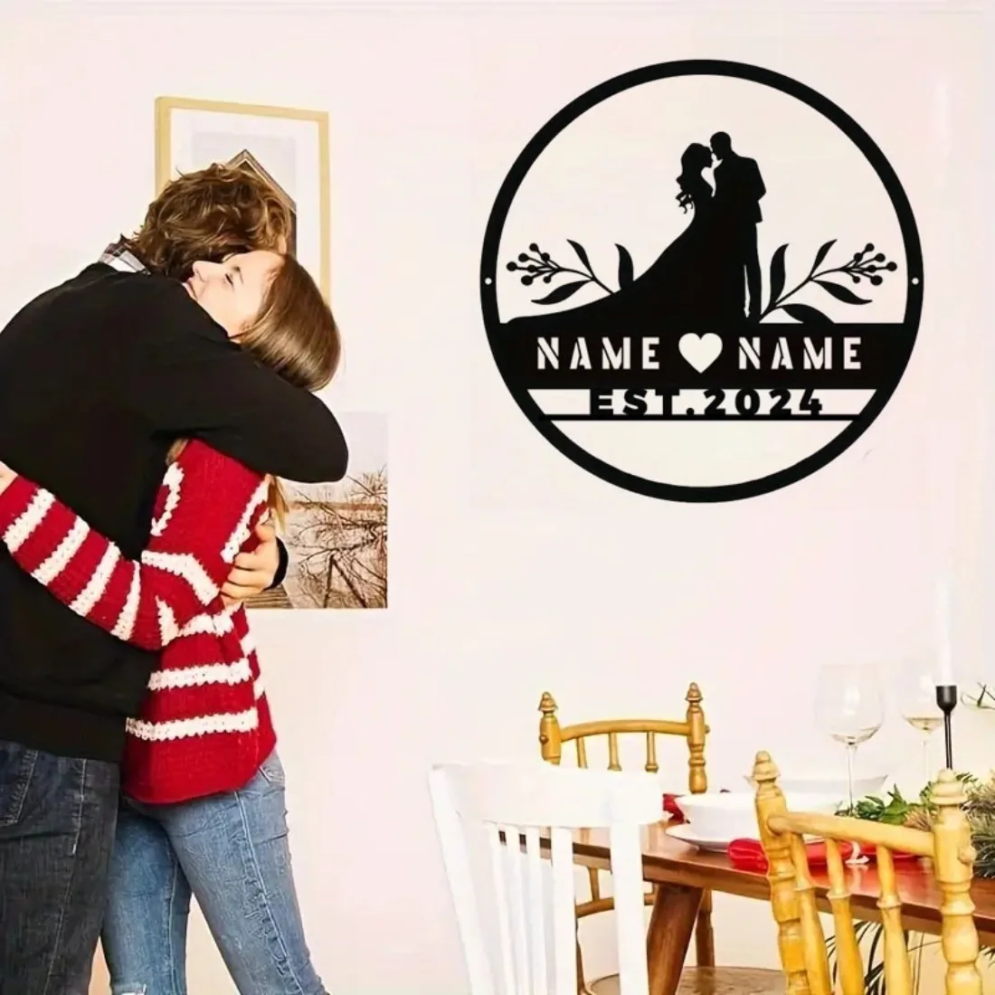 Custom Metal Name Sign - Personalized Wall Decor for Couples/Families/Friends, Stunning Wedding Anniversary Valentine's Gift.