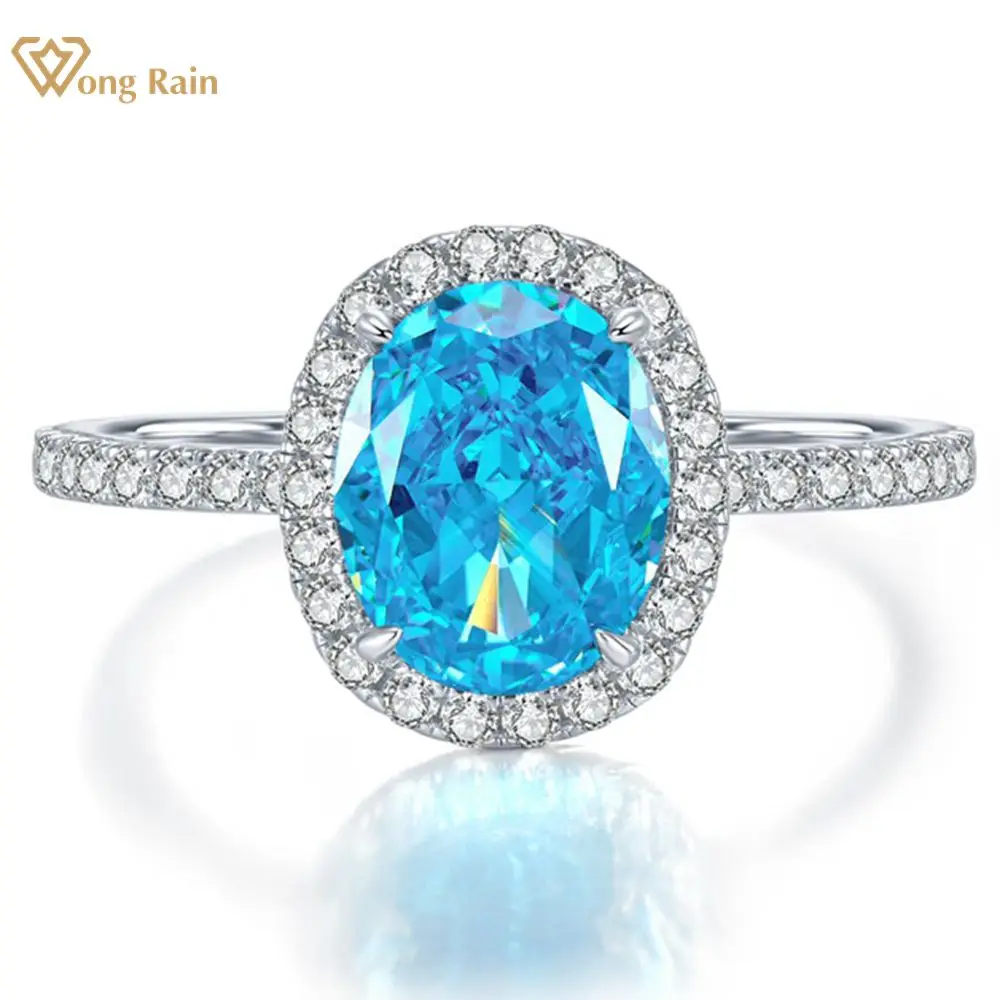 

Wong Rain 925 Sterling Silver Crushed Ice Cut Lab Sapphire High Carbon Diamonds Gemstone Ring Engagement Fine Jewelry Wholesale