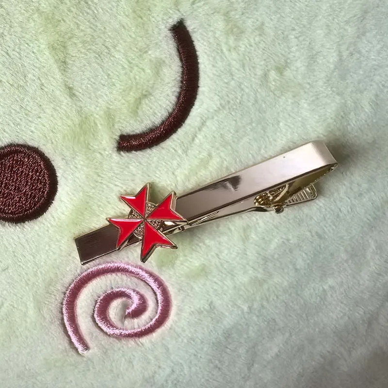 

10pcs Masons Freemason Fashion Cross Men's Neck Bar Masonic Knights Templar Red Flower Tie Clip Soft Enamel