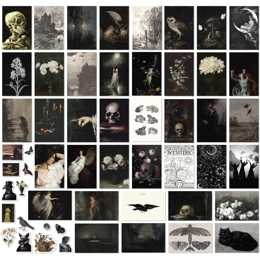 

97 Decor Vintage Goth Decor For Home - 40 Pcs Mini Goth Posters For Room Aesthetic, Dark Academia Wall Art, Gothic Art Prints Fo