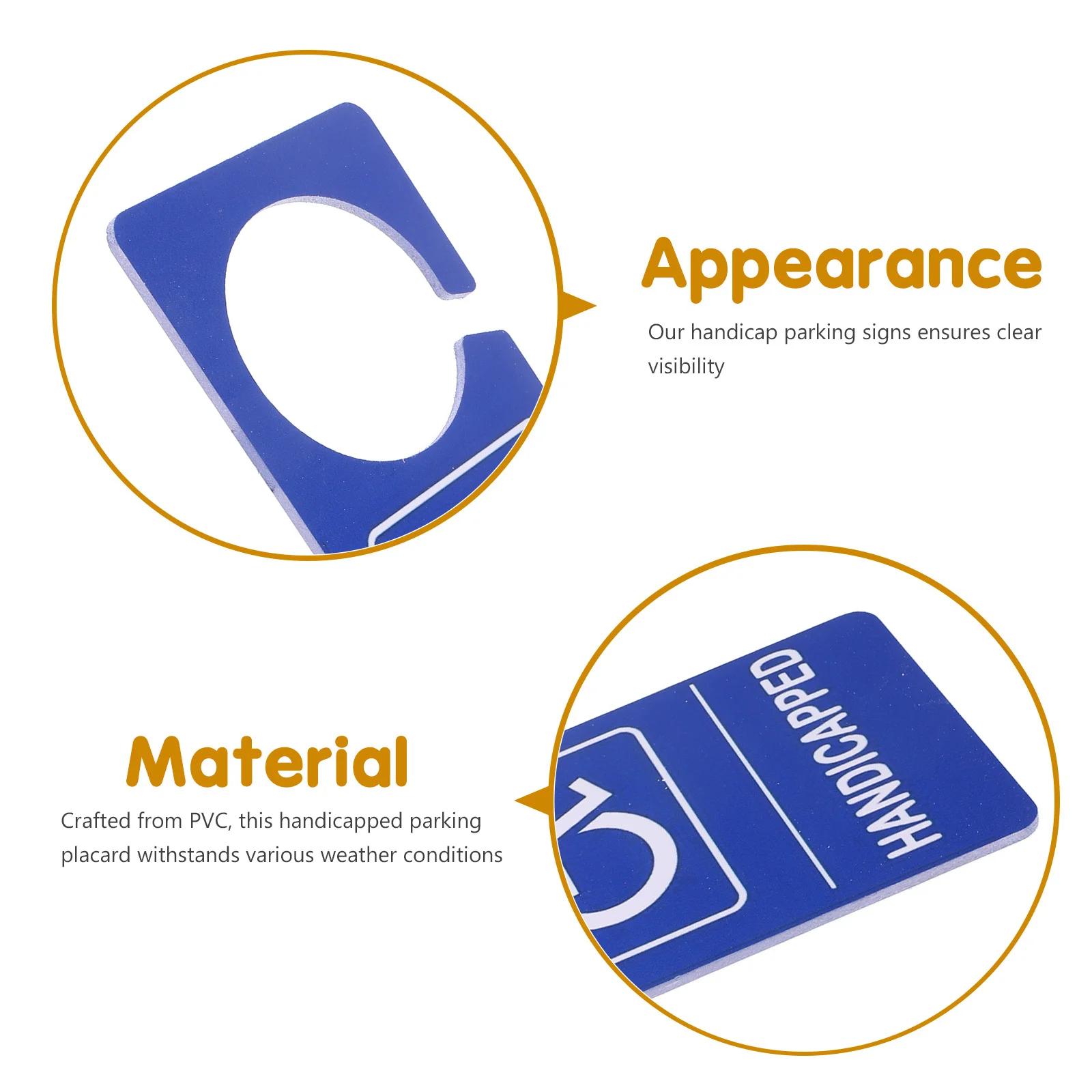 3Pcs Handicap Parking Sign PVC Weather Resistant Disabled Placard Car Hanging Permit Tag for Vehicle Door Wheelchair User