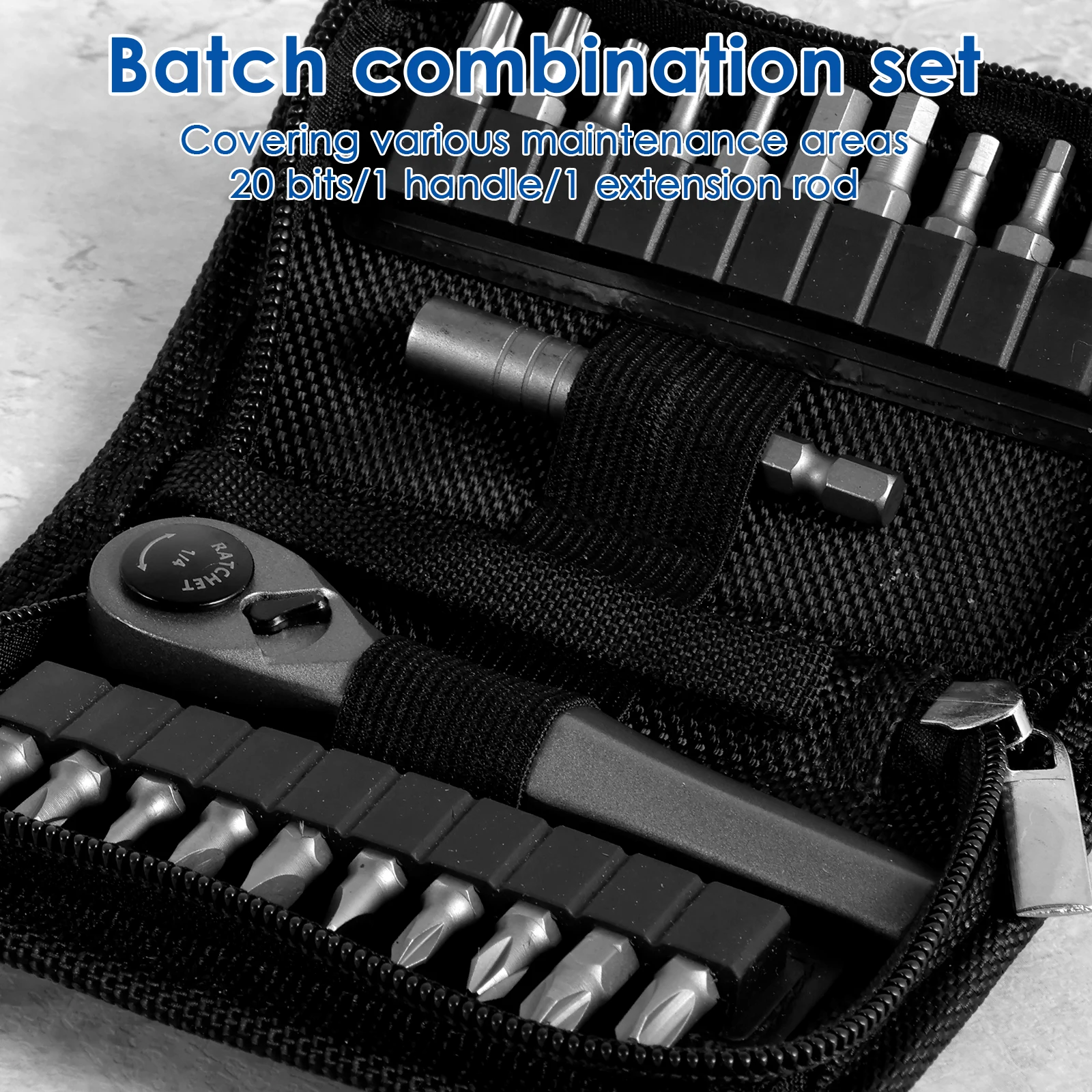 22-In-1 Mini Ratchet Wrench Set Quick Socket Ratchet Wrench 20 Pieces Right Angle Screwdriver Bit Portable Hand Repair Tools