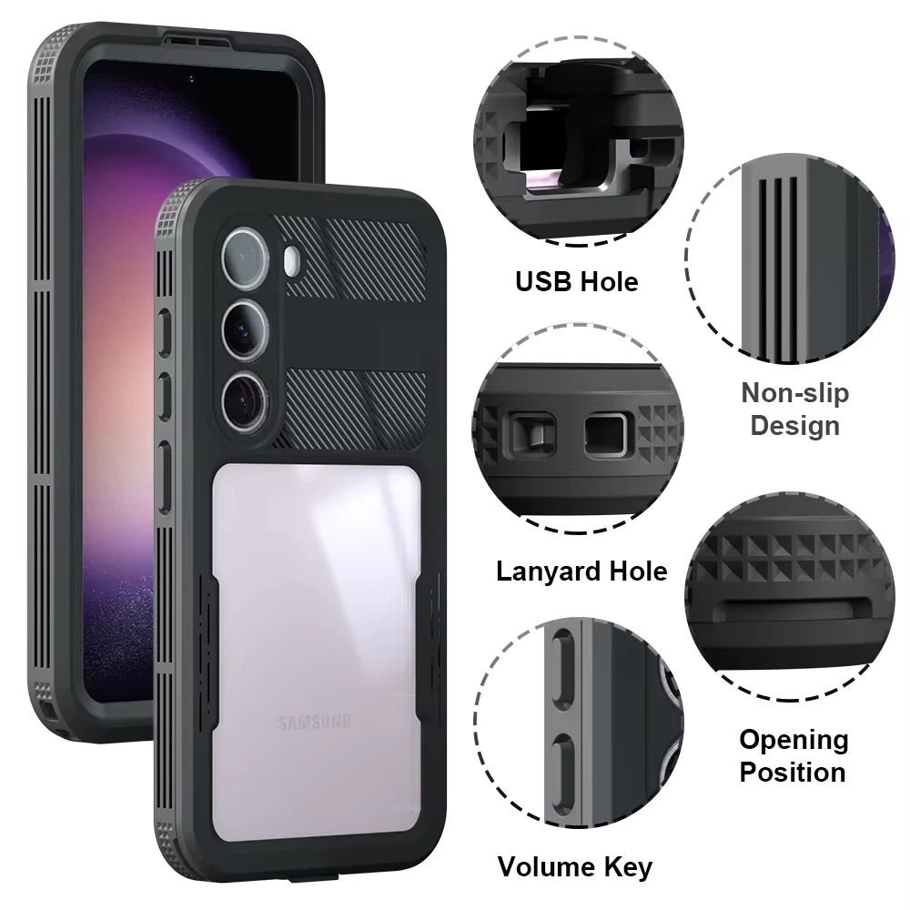 حافظة Shellbox مقاومة للماء لهاتف سامسونج S23 Plus S24 Ultra مع غطاء هاتف مقاوم للصدمات تحت الماء #5