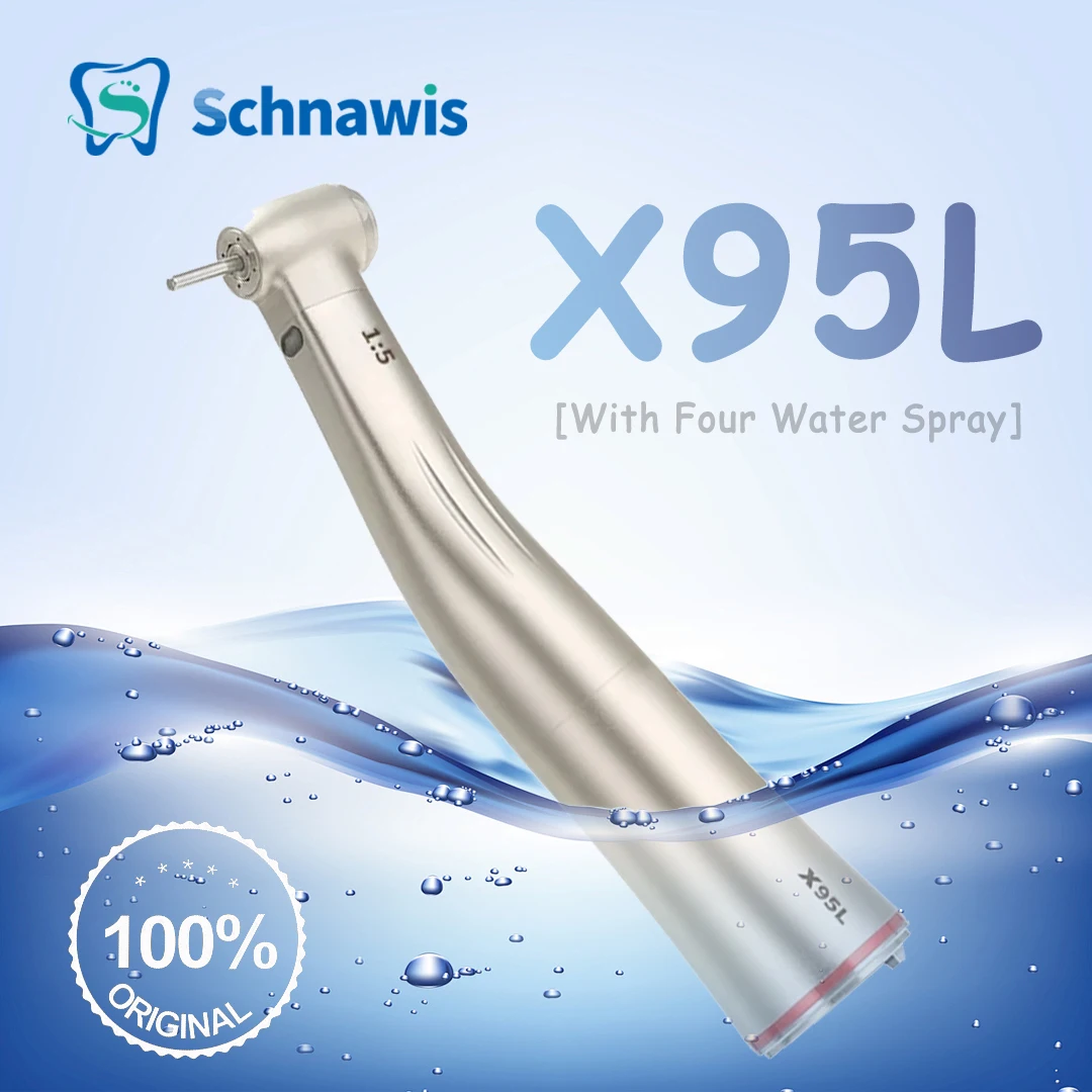 

X95L Dentistry contraangulo Dental 1:5 Increasing Speed Handpiece Against Contra Angle LED Optic Fiber Quattro Spray Red Rings