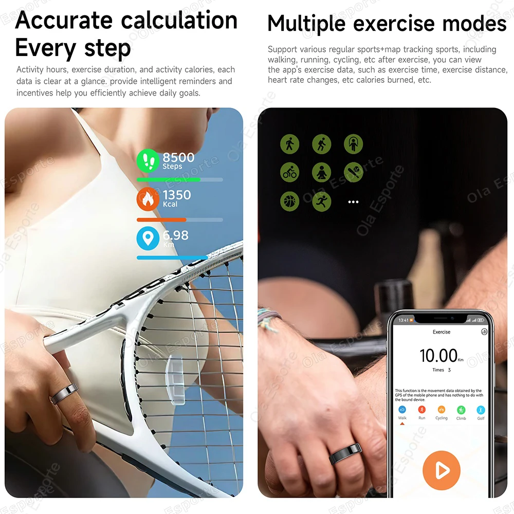 แหวนสมาร์ท 2026, แหวนฟิดเจ็ตพร้อมกล่องชาร์จสำหรับผู้ชาย, ตรวจสอบสุขภาพการนอนหลับ, กันน้ำ 5ATM, โหมดกีฬาหลากหลาย, แหวนสำหรับเล่นกีฬา