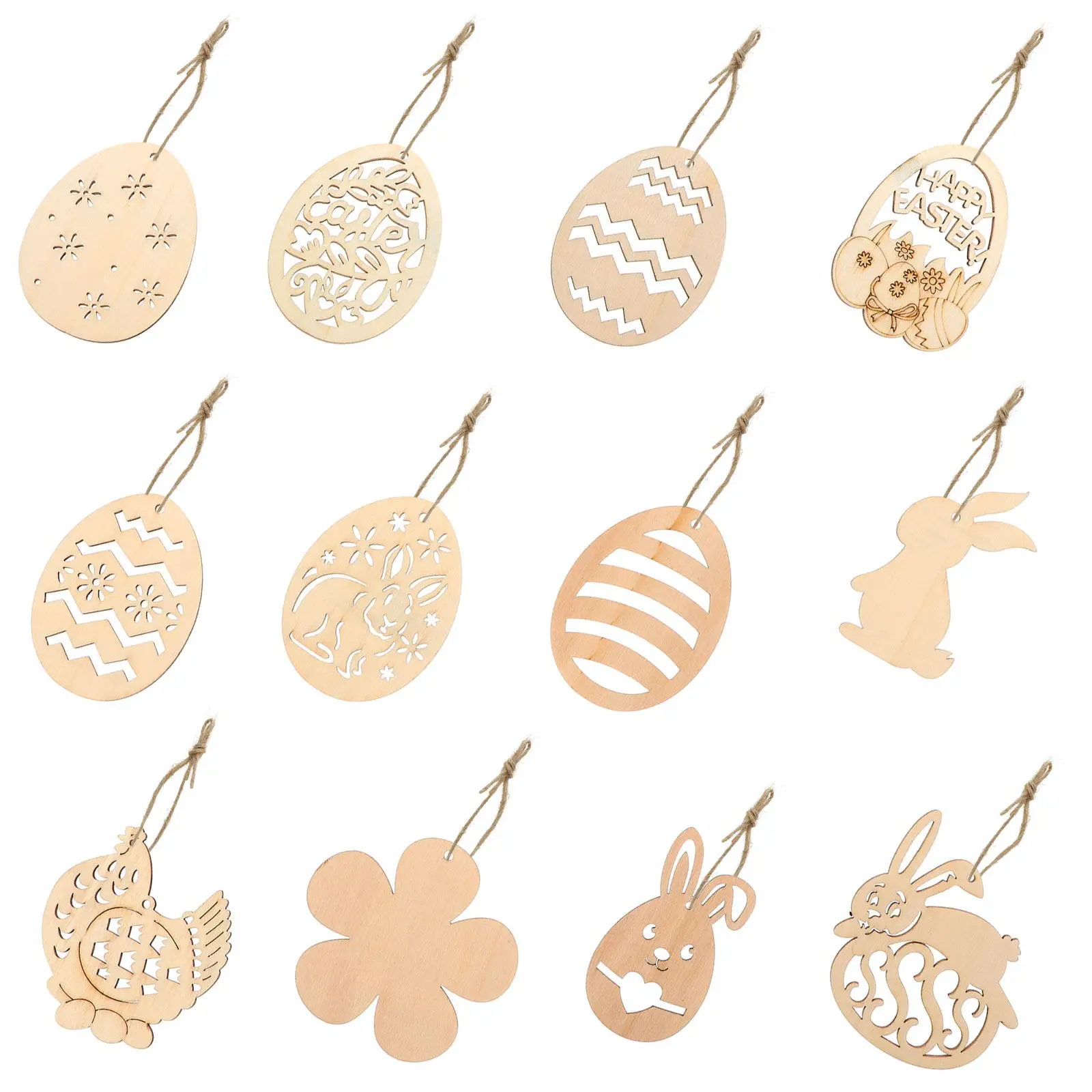 

48 шт. деревянных заготовок для декора, необработанные деревянные срезы для поделок своими руками, уникальный дизайн, подходят для подвешивания на стену, окно, дверь