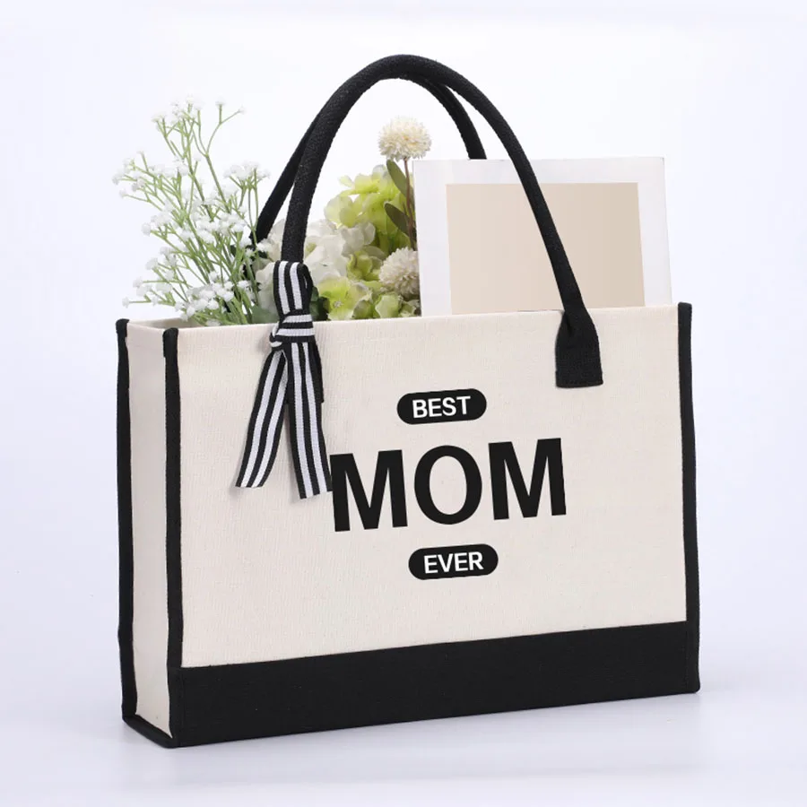 

Простая мужская ручная холщовая сумка большой емкости с утолщенной открытой лентой и буквенным принтом, сумка для обеда