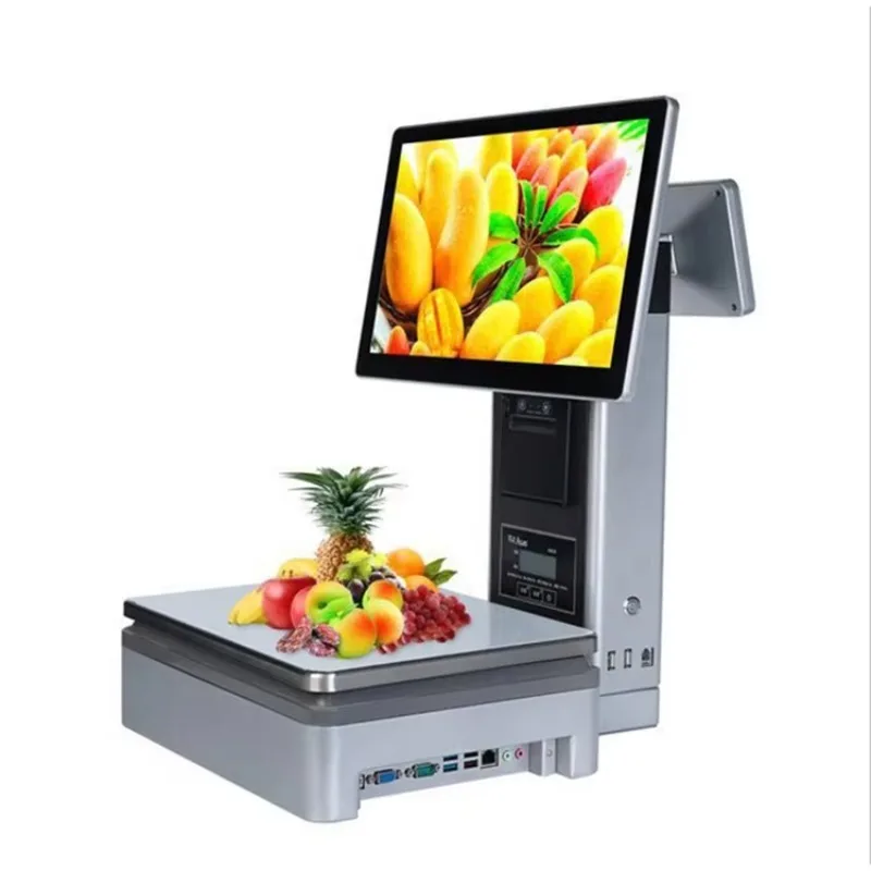 POS AI Recognition Supermarket Weighing Scale Android System 10-Point Multi-Touch Label Printing