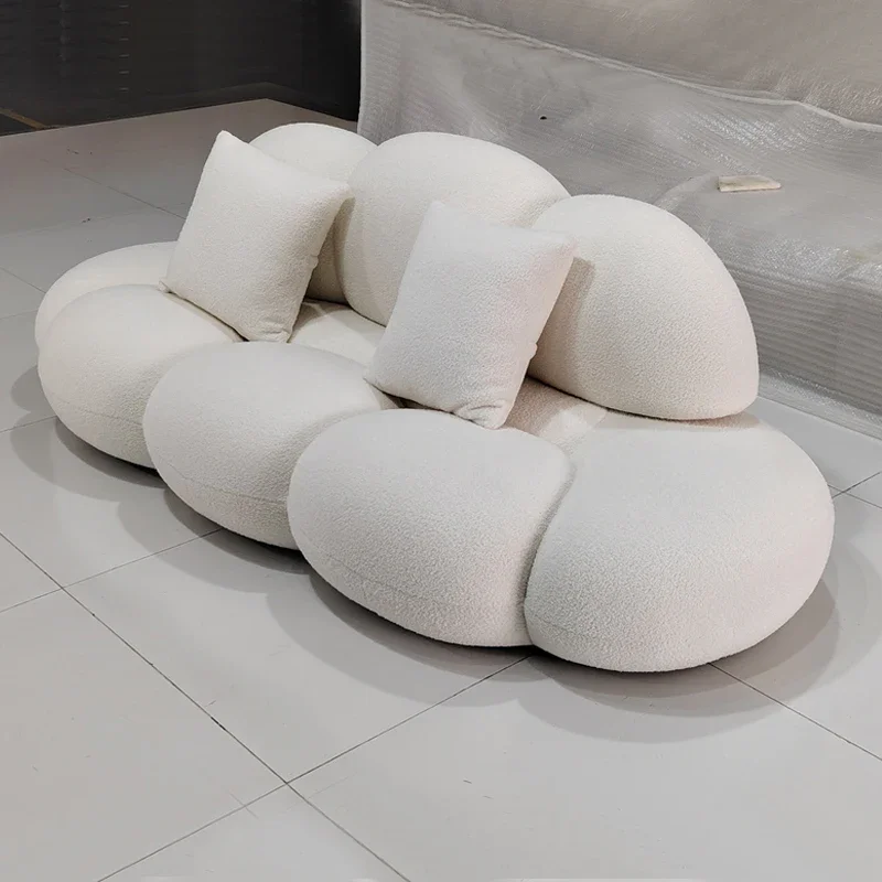 

A Factory Wholesale Modern Living Room Couch Furniture Hotel Lobby Teddy Velvet Fabric Comfortable Lounge Cloud Sofa