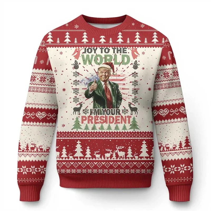 

2025 Santa Claus Donald Trump Graphic Unisex Sweater Make Christmas Great Again Pullovers 3D Printed New Year Y2k Sweatshirts