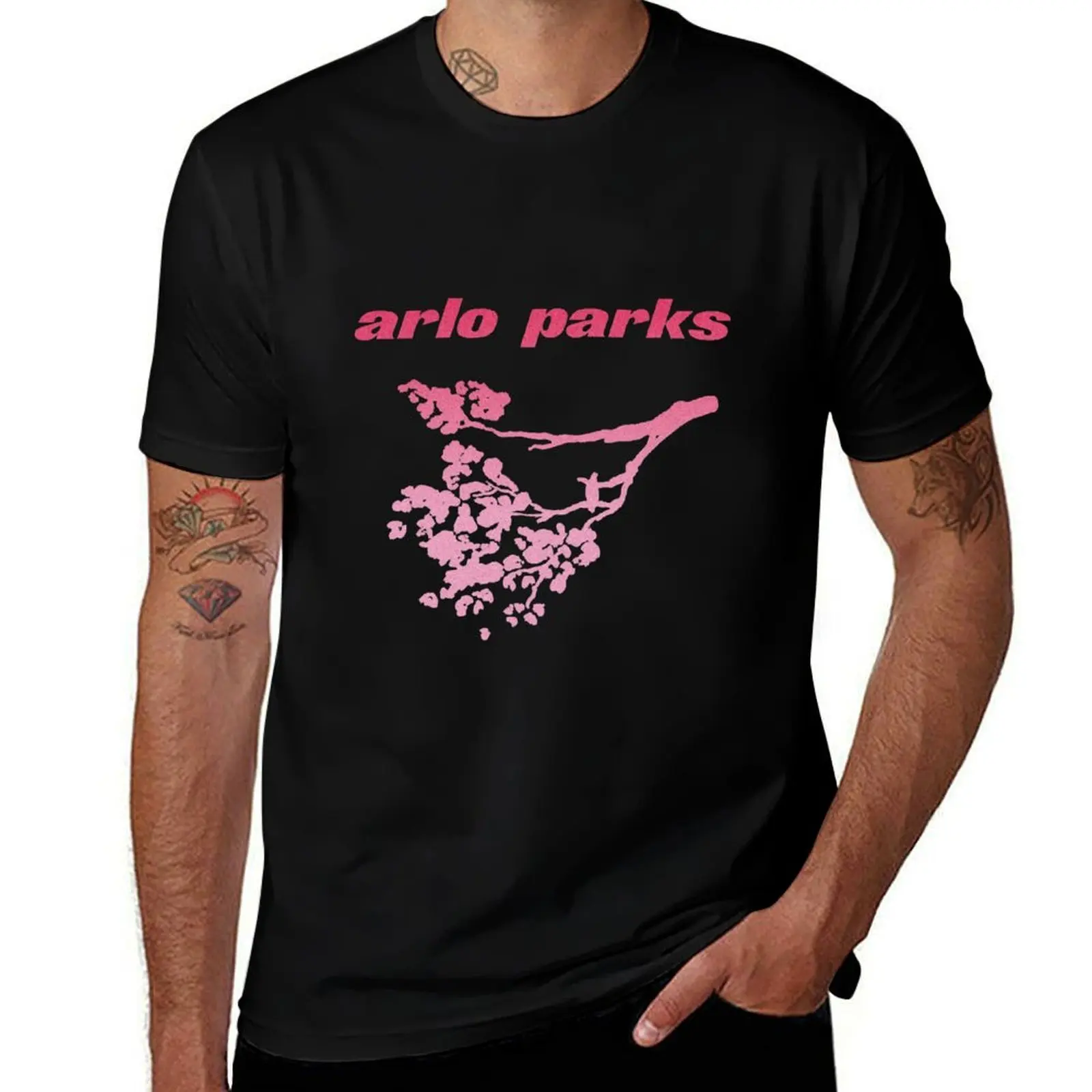 

Arlo Parks m-erch Black Cherry Blos-soms Pho-to T-Shirt Christmas Casual Tee Shirt
